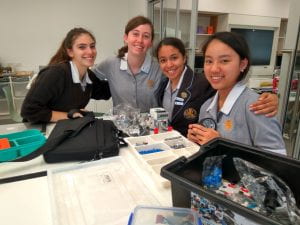 DT girls creating robots for the Robo Cup